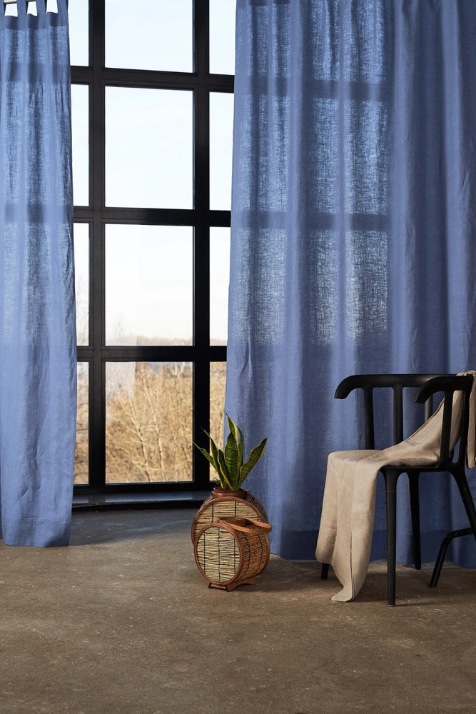 Set of 2 linen tab top curtain panels, Linen curtain panels, Bedroom curtains, Living room curtains, Linen window panels