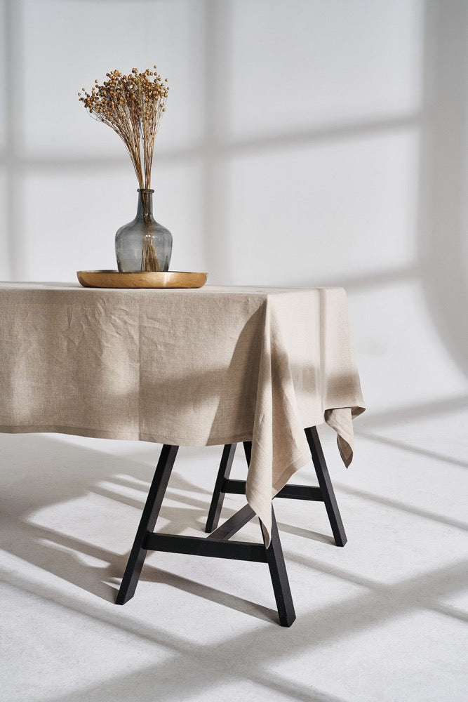 Softened Linen Tablecloth: Handmade with Mitered Corners, 30 Colors