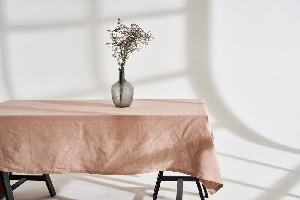 Softened Linen Tablecloth: Handmade with Mitered Corners, 30 Colors
