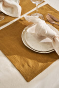 Set of 4 Handmade Linen Placemats: Mitered Corners, Softened Linen