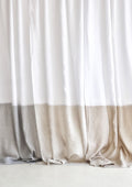 Linen Color Block Curtain Panels: Semi-Sheer Rod Pocket Curtains (Set of 2)