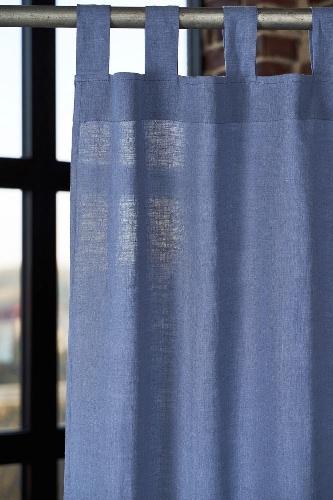 Set of 2 linen tab top curtain panels, Linen curtain panels, Bedroom curtains, Living room curtains, Linen window panels