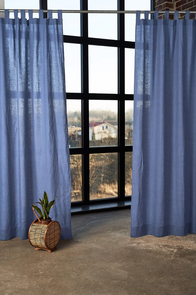 Set of 2 linen tab top curtain panels, Linen curtain panels, Bedroom curtains, Living room curtains, Linen window panels