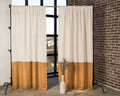 Linen Color Block Curtain Panels: Semi-Sheer Rod Pocket Curtains