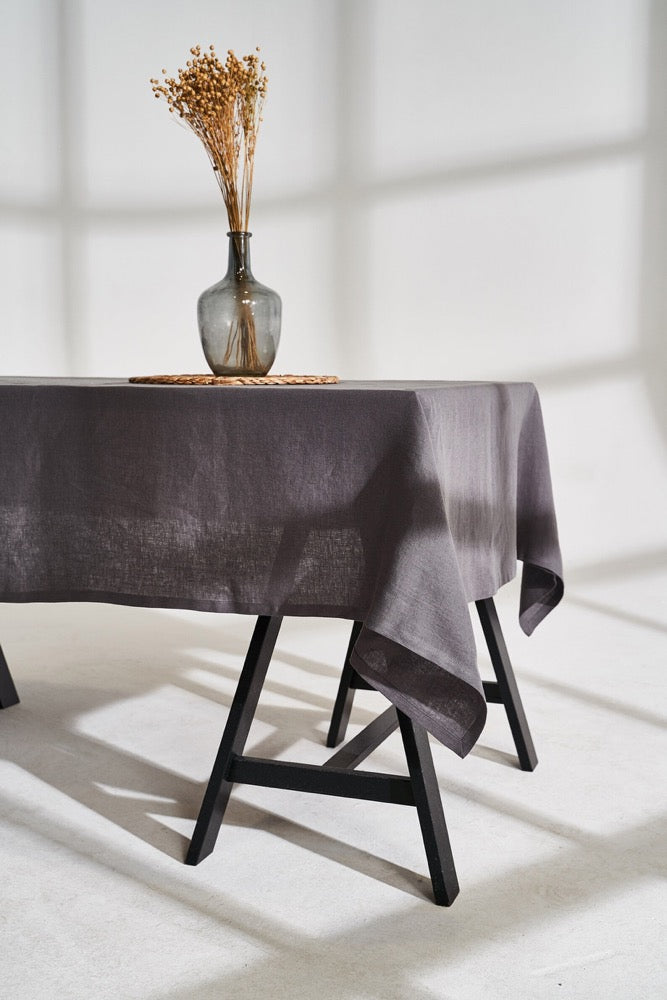 Softened Linen Tablecloth: Handmade with Mitered Corners, 30 Colors